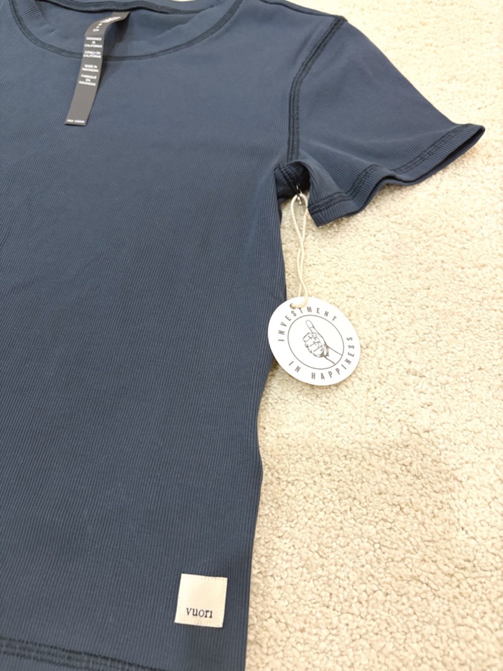 NWT Vuori Pose Fitted Cropped T-Shirt Ocean Blue Small - Picture 4 of 4